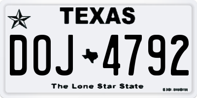 TX license plate DOJ4792