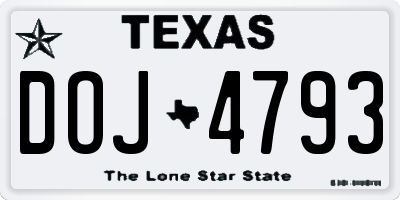 TX license plate DOJ4793
