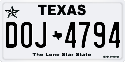 TX license plate DOJ4794