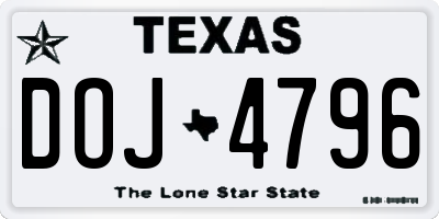 TX license plate DOJ4796