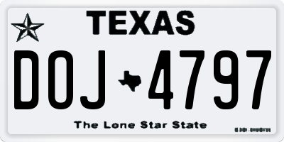TX license plate DOJ4797