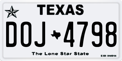 TX license plate DOJ4798