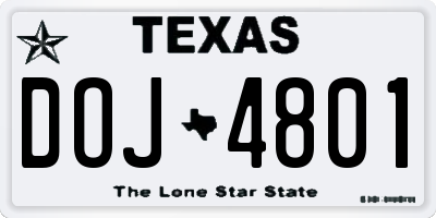 TX license plate DOJ4801