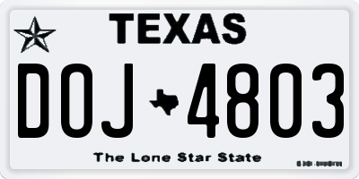 TX license plate DOJ4803