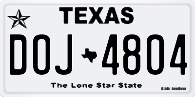 TX license plate DOJ4804