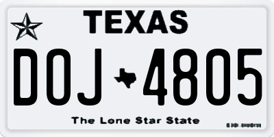 TX license plate DOJ4805