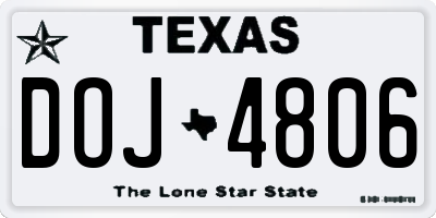 TX license plate DOJ4806