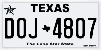 TX license plate DOJ4807