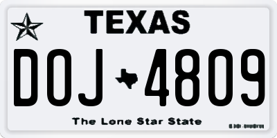 TX license plate DOJ4809