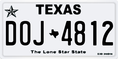 TX license plate DOJ4812