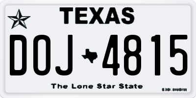 TX license plate DOJ4815