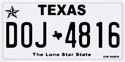 TX license plate DOJ4816