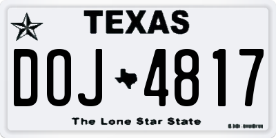 TX license plate DOJ4817