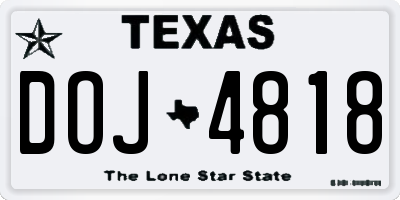 TX license plate DOJ4818