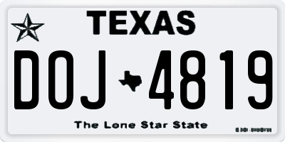TX license plate DOJ4819