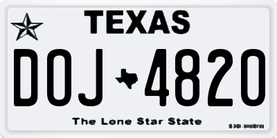 TX license plate DOJ4820