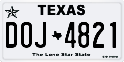 TX license plate DOJ4821