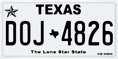 TX license plate DOJ4826