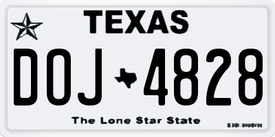 TX license plate DOJ4828