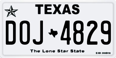 TX license plate DOJ4829