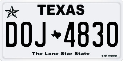 TX license plate DOJ4830