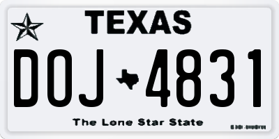 TX license plate DOJ4831