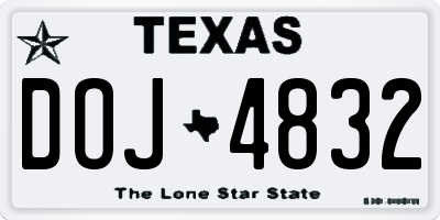 TX license plate DOJ4832
