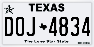 TX license plate DOJ4834