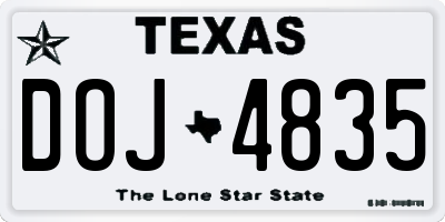 TX license plate DOJ4835