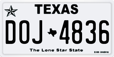 TX license plate DOJ4836