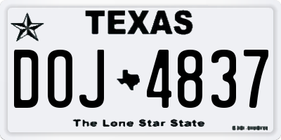 TX license plate DOJ4837