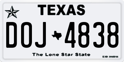 TX license plate DOJ4838
