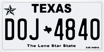 TX license plate DOJ4840