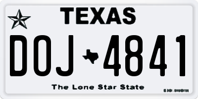 TX license plate DOJ4841