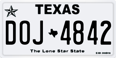 TX license plate DOJ4842