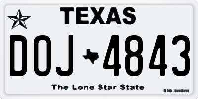 TX license plate DOJ4843