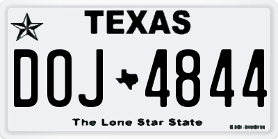 TX license plate DOJ4844