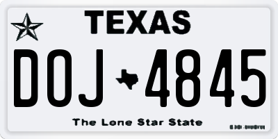 TX license plate DOJ4845