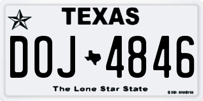 TX license plate DOJ4846