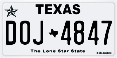 TX license plate DOJ4847