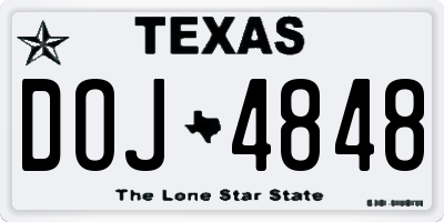 TX license plate DOJ4848