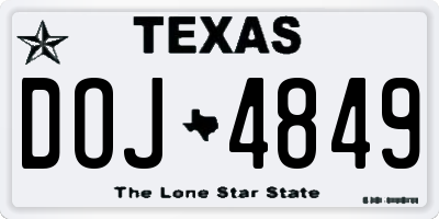 TX license plate DOJ4849