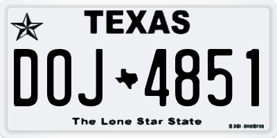 TX license plate DOJ4851