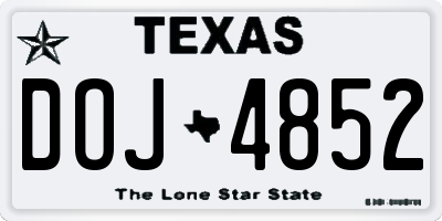 TX license plate DOJ4852