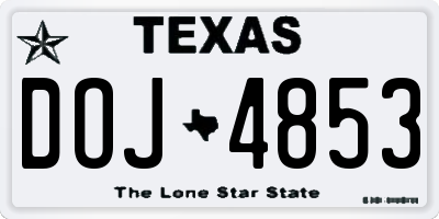 TX license plate DOJ4853