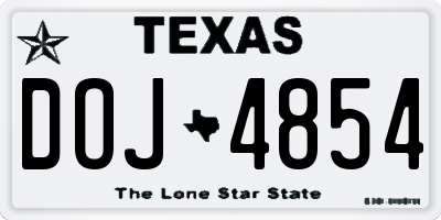 TX license plate DOJ4854