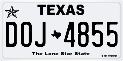TX license plate DOJ4855