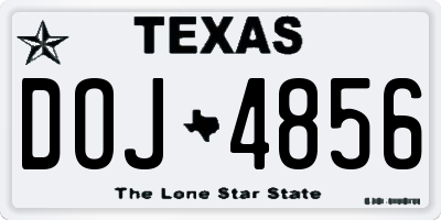 TX license plate DOJ4856