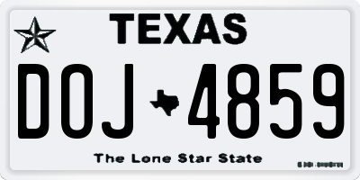 TX license plate DOJ4859