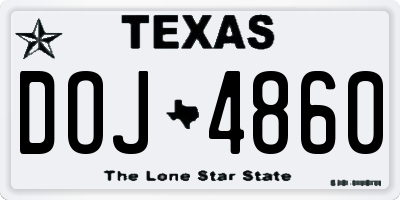 TX license plate DOJ4860